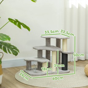 Arranhador para gatos em forma de torre para arranhar, com 50 cm de altura, com plataformas de pelúcia e bolas, para gatos com menos de 5 kg, cinzento