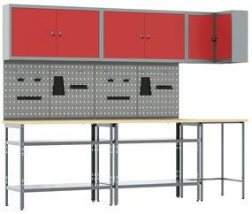 Conjunto de Mesa para Armazenar Ferramentas de 10 Peças vidaXL Vermelh