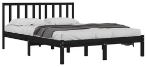 Estrutura cama casal pequena 4FT 120x190 cm pinho maciço preto