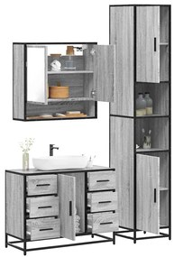 3 pcs Conjunto móveis casa de banho madeira proc. cinza sonoma