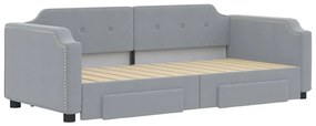 Sofá-cama c/ gavetão e gavetas 90x190 cm tecido cinzento-claro