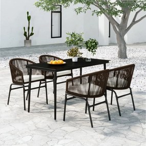 5 pcs conjunto de jantar para jardim castanho