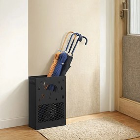 Suporte para guarda-chuvas em metal retangular 28 x 12 x 41 cm preto
