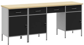 vidaXL Armário de Trabalho com gaveta 4 pcs Preto 200 x 55 x 85 cm