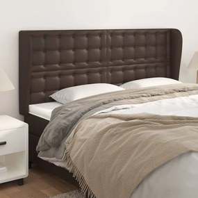 vidaXL Cabeceira cama c/ abas couro artif. 163x23x118/128 cm castanho