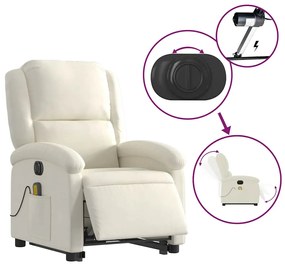 Poltrona massagens reclinável elevatória elétrica veludo creme