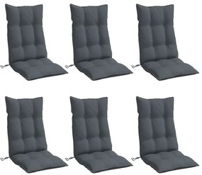 Almofadões p/ cadeira encosto alto 6pcs tecido oxford antracite