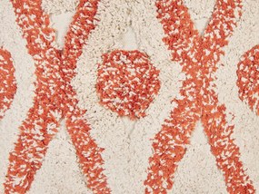 Almofada decorativa em algodão creme e laranja com borlas 45 x 45 cm HICKORY Beliani