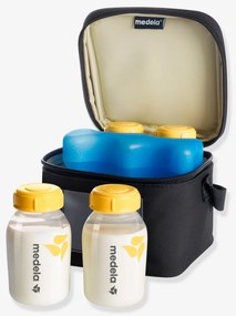Cooler bag – Compartimento e bloco de refriferação + 4 biberões Medela preto