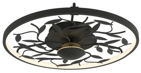 LED Candeeiro de tecto Art Déco preto com 3 fases regulável - Bota Art Deco