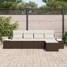 Conjunto de Sofás de Jardim 5 Peças com Almofadas em Rattan Sintético