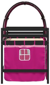 Cama alta para criança com túnel 90x200 cm pinho maciço rosa