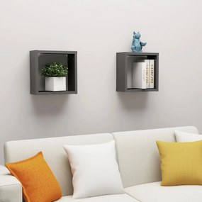 vidaXL Prateleiras de parede forma de cubo 2 pcs 30x15x30 cm cinzento