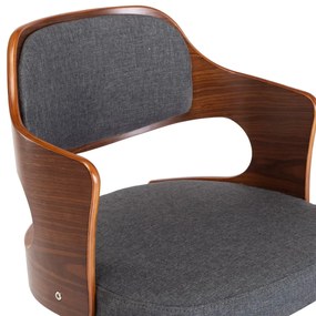 Cadeiras jantar giratórias 4pcs madeira curvada/tecido cinzento