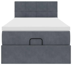 moldura de cama otomana vidaXL com colchão cinza escuro veludo