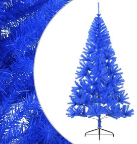 Meia árvore de Natal artificial com suporte 210 cm PVC azul