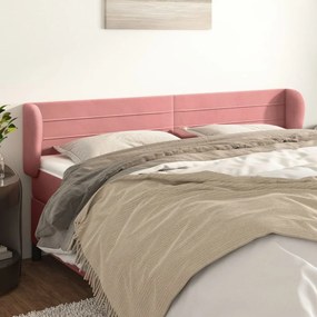 Cabeceira de cama c/ abas veludo 203x23x78/88 cm rosa