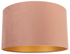 Abajur de Veludo Rosa 35/35/20 com Interior Dourado