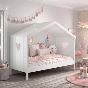 Cama infantil Coleção AMORI House 90x200cm + Estrado Branca