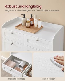 Armário de casa de banho com cestos para roupa suja e gavetas 40 x 78,9 x 80,2 cm branco