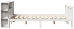 Cama com estante sem colchão 140x190 cm pinho maciço branco