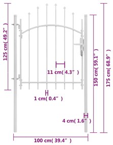 Portão de jardim 1x1,75 m aço branco