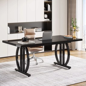 63 mesa -chefe mesa de computador moderna com uma base de metal geométrico