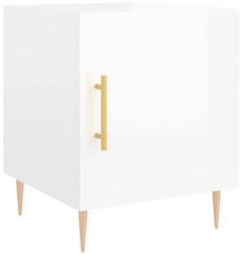 Mesa cabeceira 2pcs 40x40x50cm deriv. madeira branco brilhante