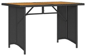 Mesa de jardim com tampo de madeira 110x68x70 cm vime PE preto