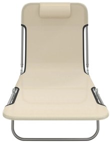 Espreguiçadeiras dobráveis 2 pcs textilene e aço cor creme