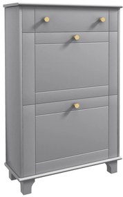 HOMCOM Sapateira Móvel Sapateira Estreita com 2 Portas e 1 Gaveta para 8 Pares de Sapatos 60x23,5x98,5 cm Cinzento