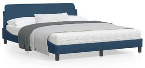 vidaXL Estrutura cama c/ cabeceira sem colchão 160x200 cm tecido azul