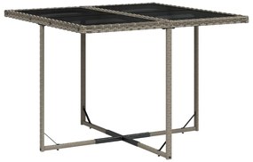 7 pcs conjunto de jantar p/ jardim c/ almofadões vime PE cinza