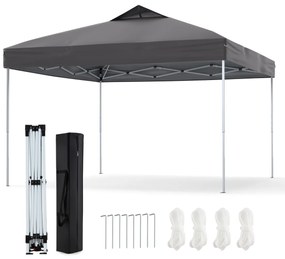 Tenda dobrável 295 x 295 cm para jardim, feiras, eventos com bolsa de transporte teto ventilado Cinzento