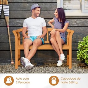 Banco Jardim Exterior 118 x 50 x 78,5 cm em Madeira de Acácia para 2 Pessoas com Encosto e Apoios de Braços Quadriculados Capacidade 360 kg para Varan