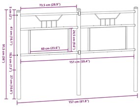 Cabeceira de cama 150 cm derivados madeira/aço carvalho sonoma