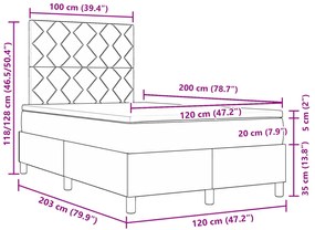 Cama Box com Colchão Cinza Escuro 120x200 cm Tecido