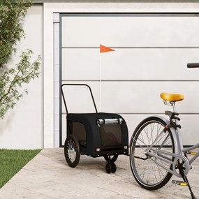 vidaXL Reboque bicicleta p/ animais tecido oxford/ferro preto