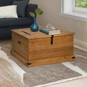 vidaXL Caixa de arrumação HALDEN 91x91x47 cm pinho maciço