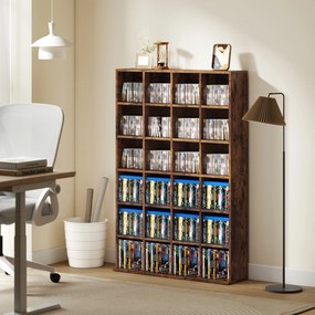 Móvel de Arrumação para CDs e DVDs, 89 x 20 x 130,5 cm, Capacidade para 456 CDs ou 336 DVDs, Castanho