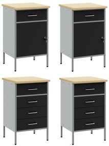 Conjunto de Mobiliário de Trabalho de 4 Peças em Preto e Cinza de Made