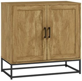 HOMCOM Buffet móvel de armazenamento 2 portas com prateleira interna ajustável em altura 80L x 40P x 78A cm, madeira natural | Aosom Portugal