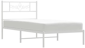 Estrutura de cama com cabeceira 100x190 cm metal branco
