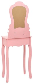 Conj. toucador com banco 50x59x136 cm madeira paulownia rosa