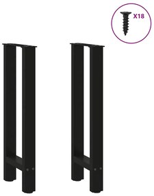 Pés de mesa de console pretos 2 peças 28x(72-73) cm aço