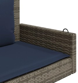 Banco de balanço com almofadas cinza 119x56x48 cm vime sintético