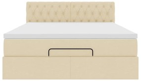 Cama otomana com colchão 140x200 cm tecido creme