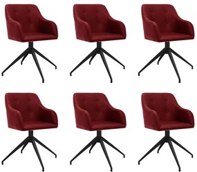vidaXL Cadeiras de jantar giratórias 6 pcs tecido vermelho tinto