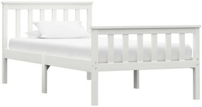Estrutura de cama 100x200 cm madeira pinho maciço branco