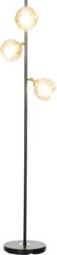 Candeeiro de pé para sala de estar em metal com 3 abajures esféricos em metal cromado, 40 W, Ø 36 x 162 cm (altura), preto e cinzento